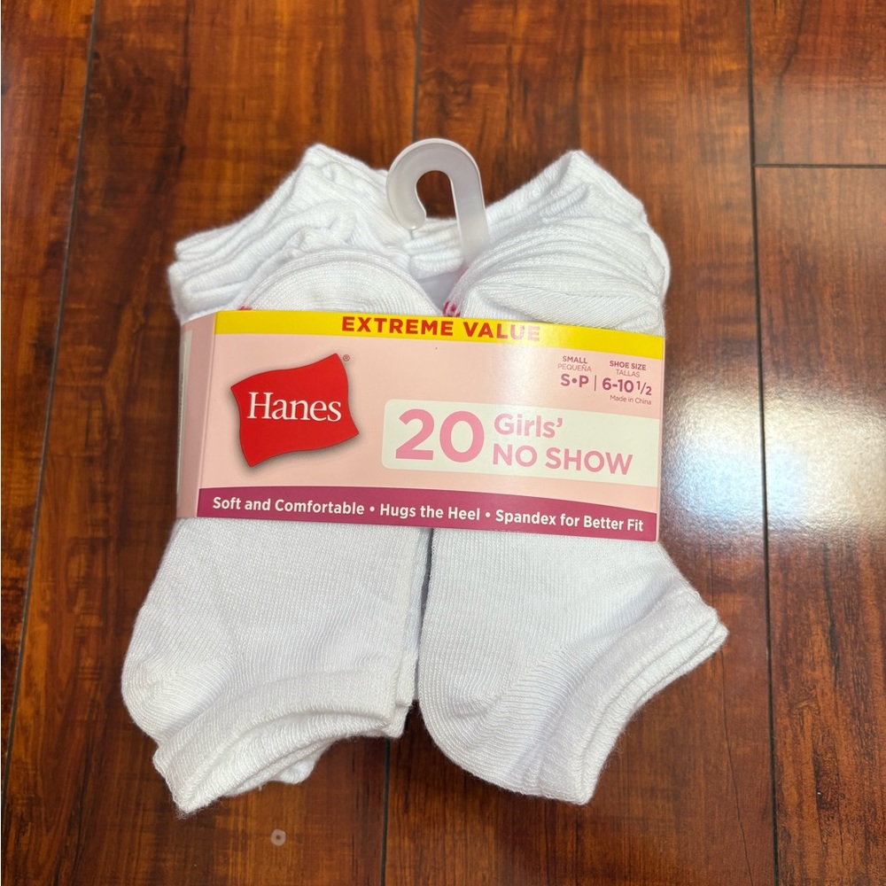Kids Hanes White Ankle Casual Socks 20-Pack